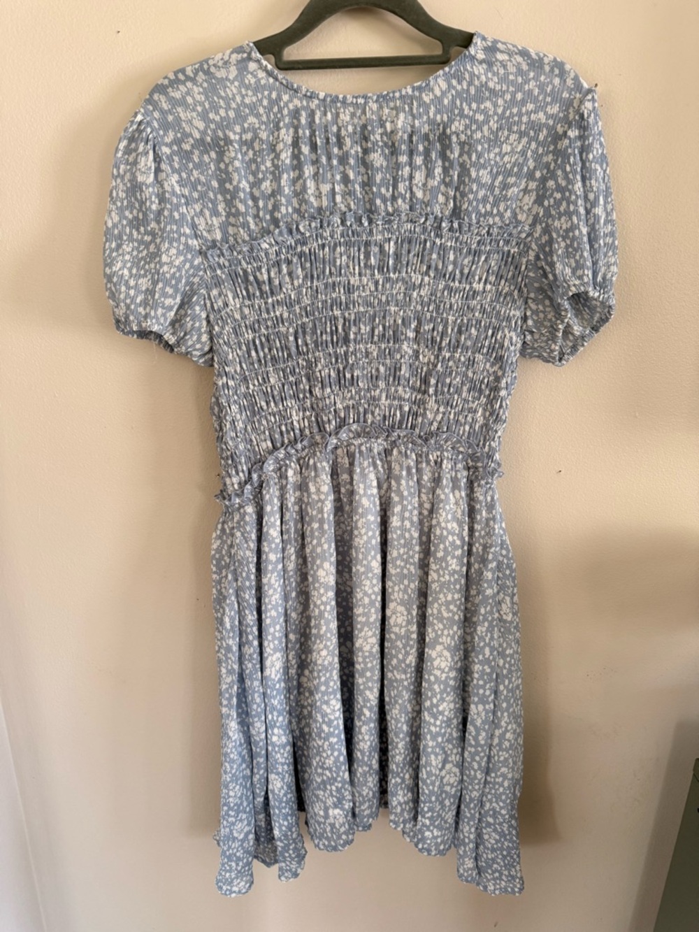 Gilli Light Blue and White Floral Smocked Top